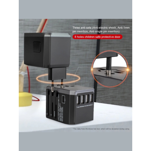 TUTT Travel Essentials | Adaptateur universel de voyage 180 pays + Kit international Adaptateur 4 USB+type-C US UK eu Australie