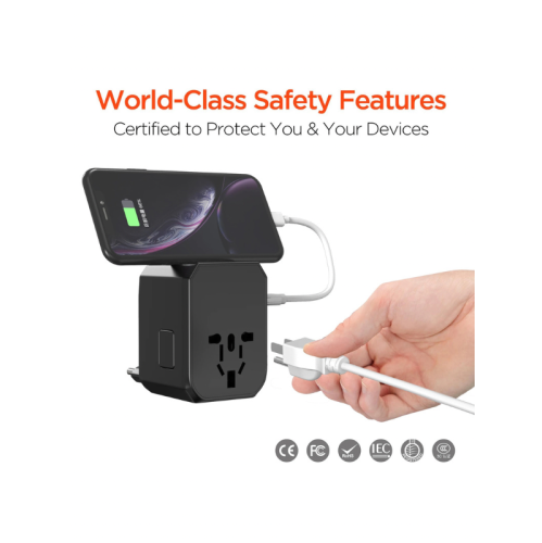 TUTT Travel Essentials | Adaptateur universel de voyage 180 pays + Kit international Adaptateur 4 USB+type-C US UK eu Australie