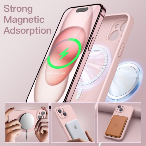 Magnetic Silicone Case for iPhone 15 Plus 6.7-Inch, Compatible with MagSafe, Phone Cover with Camera Lens Full Protection
