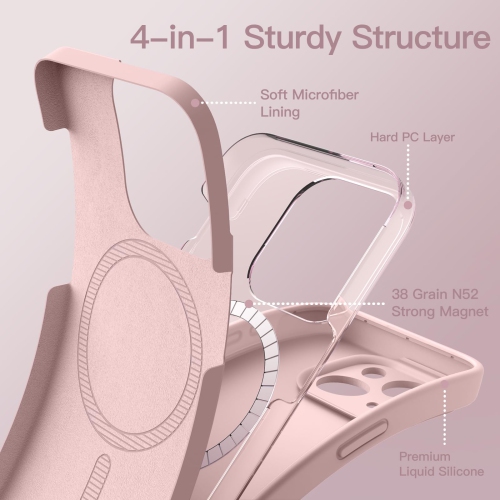 Magnetic Silicone Case for iPhone 15 Plus 6.7-Inch, Compatible with MagSafe, Phone Cover with Camera Lens Full Protection