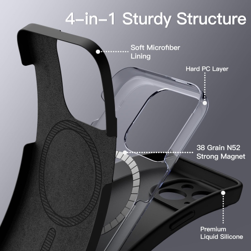 Magnetic Silicone Case for iPhone 15 Plus 6.7-Inch, Compatible with MagSafe, Phone Cover with Camera Lens Full Protection