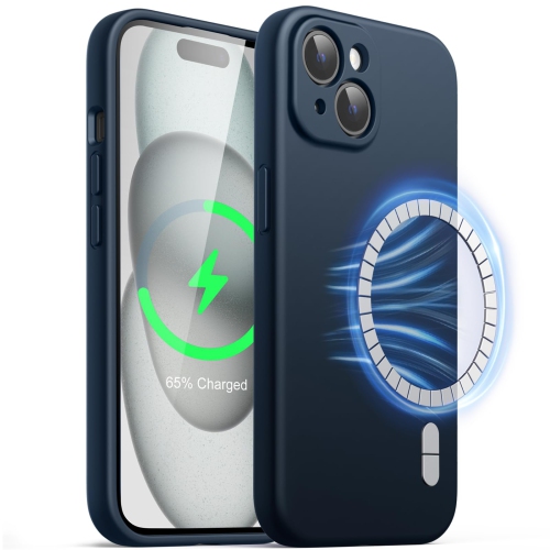 Magnetic Silicone Case for iPhone 15 Plus 6.7-Inch, Compatible with MagSafe, Phone Cover with Camera Lens Full Protection