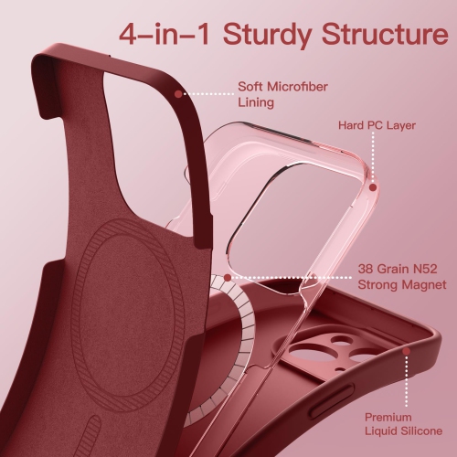 Magnetic Silicone Case for iPhone 15 Plus 6.7-Inch, Compatible with MagSafe, Phone Cover with Camera Lens Full Protection