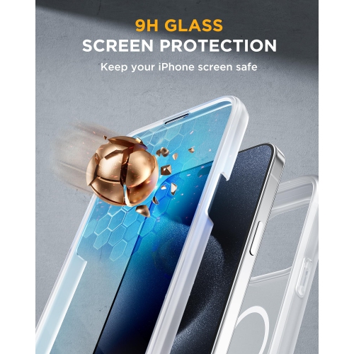 Magnetic for iPhone 15 Pro Max Case 6.7'', Compatible with Magsafe Full-Body Bumper Phone Case Cover with Built-in 9H Tempered Glass Screen