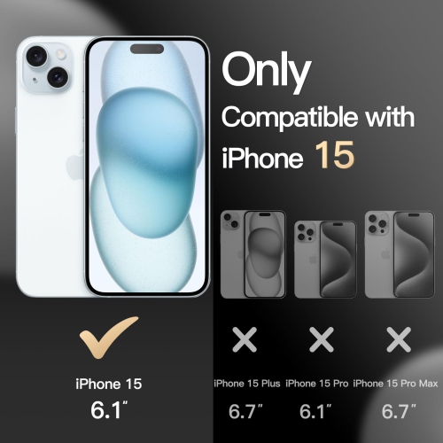 Étui pour iPhone de 15 6,1 po compatible avec MagSafe, protection robuste double couche, étui magnétique antichoc robuste pour téléphone