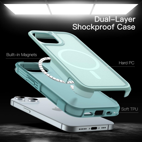 Étui pour iPhone de 15 6,1 po compatible avec MagSafe, protection robuste double couche, étui magnétique antichoc robuste pour téléphone