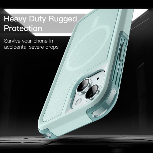 Étui pour iPhone de 15 6,1 po compatible avec MagSafe, protection robuste double couche, étui magnétique antichoc robuste pour téléphone