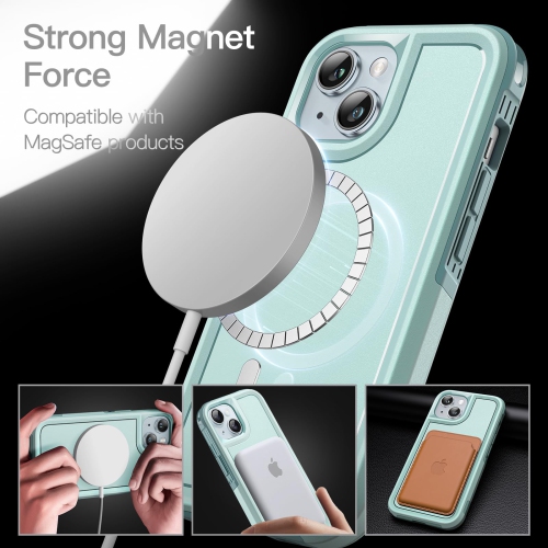 Étui pour iPhone de 15 6,1 po compatible avec MagSafe, protection robuste double couche, étui magnétique antichoc robuste pour téléphone