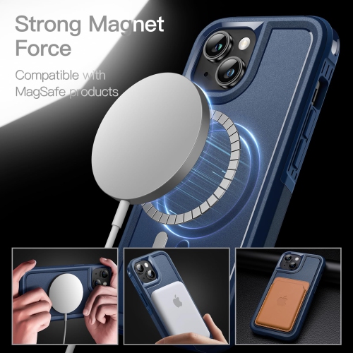 Case for iPhone 15 6.1-Inch Compatible with MagSafe, Heavy Duty Dual-Layer Rugged Protection, Shockproof Protective Tough Phone Magnetic Cover
