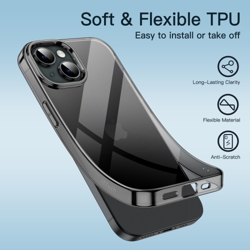 Case for iPhone 15 Plus 6.7-Inch, Soft TPU Transparent Slim Protective Phone Cover with Shock-Absorption, Support Wireless Charging