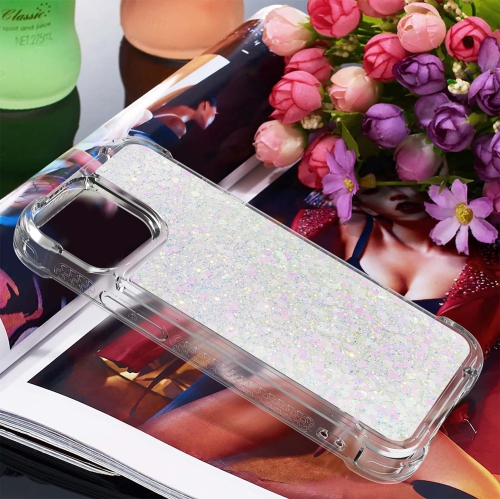 Case for iPhone 15 Pro 6.1", Bling Glitter Liquid Clear Case Floating Quicksand Shockproof Protective Sparkle Silicone Soft TPU Case for iPhone 15