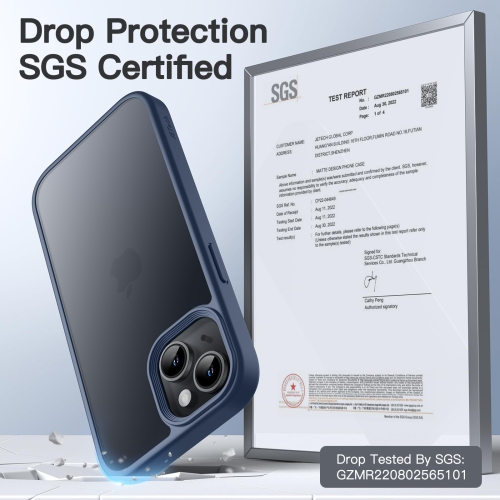 Matte Case for iPhone 15 6.1-Inch, Shockproof Military Grade Drop Protection, Frosted Translucent Back Phone Cover, Anti-Fingerprint