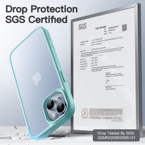 Matte Case for iPhone 15 6.1-Inch, Shockproof Military Grade Drop Protection, Frosted Translucent Back Phone Cover, Anti-Fingerprint