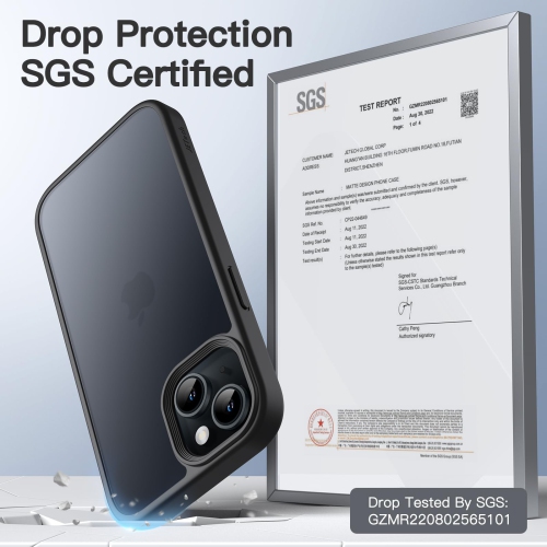 Matte Case for iPhone 15 6.1-Inch, Shockproof Military Grade Drop Protection, Frosted Translucent Back Phone Cover, Anti-Fingerprint