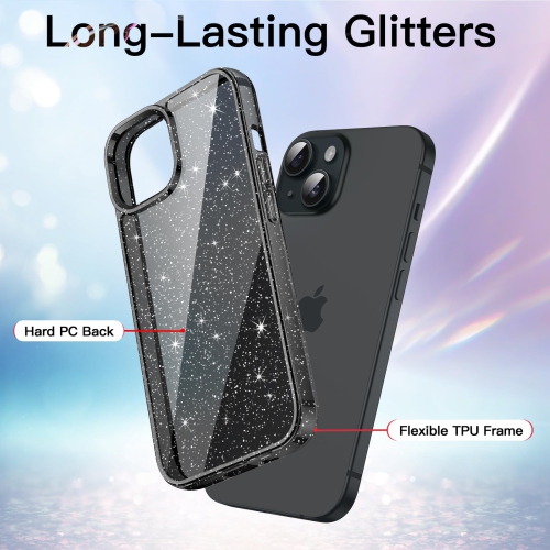 Glitter Case for iPhone 15 Plus 6.7-Inch, Bling Sparkle Shockproof Phone Bumper Cover, Cute Sparkly for Women and Girls