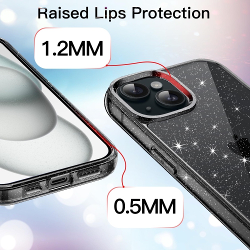 Glitter Case for iPhone 15 Plus 6.7-Inch, Bling Sparkle Shockproof Phone Bumper Cover, Cute Sparkly for Women and Girls