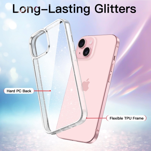 Étui scintillant pour iPhone 15 plus 6,7 po, étui antichoc brillant et brillant, joli étincelant pour femmes et filles