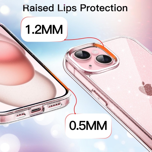 Étui scintillant pour iPhone 15 plus 6,7 po, étui antichoc brillant et brillant, joli étincelant pour femmes et filles