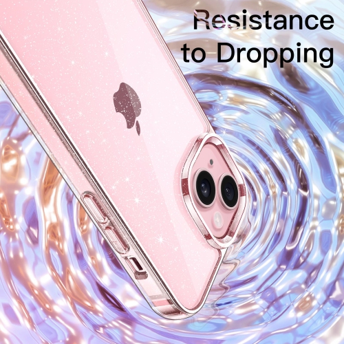 Étui scintillant pour iPhone 15 plus 6,7 po, étui antichoc brillant et brillant, joli étincelant pour femmes et filles