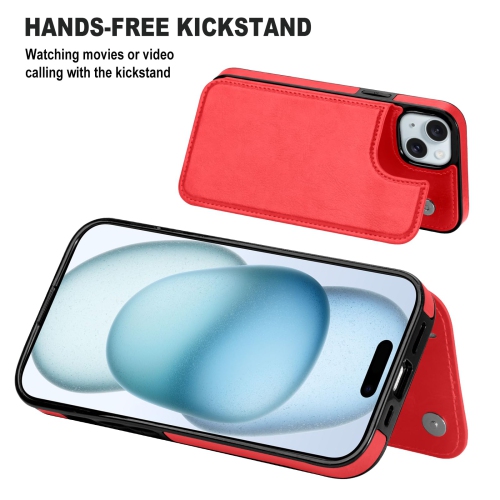 Conçu pour l'étui iPhone 15 plus, étui-portefeuille en cuir de polyuréthane de qualité supérieure pour iPhone 15 plus avec béquille pour porte-carte