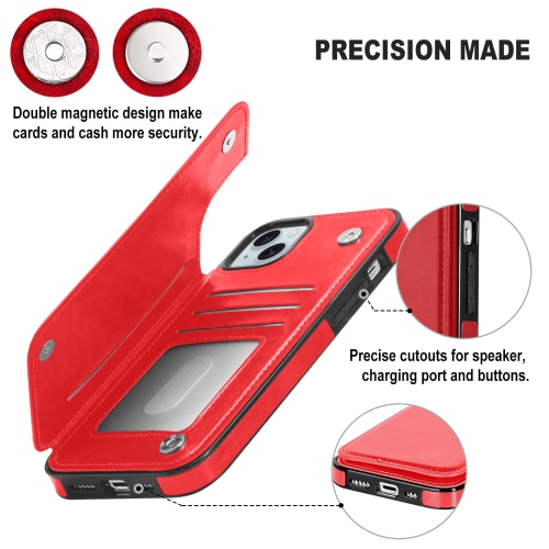 Conçu pour l'étui iPhone 15 plus, étui-portefeuille en cuir de polyuréthane de qualité supérieure pour iPhone 15 plus avec béquille pour porte-carte