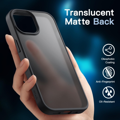 5 in 1 Matte Case for iPhone 15 Plus 6.7-Inch with 2-Pack Each Tempered Glass Screen Protector and Camera Lens Protector, Translucent Back Shockproof