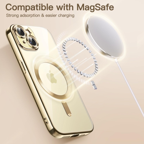 Electroplated Case for iPhone 15 Plus 6.7-Inch, Camera Lens Full Protection, Compatible with MagSafe Wireless Charging, Shockproof Soft TPU Phone