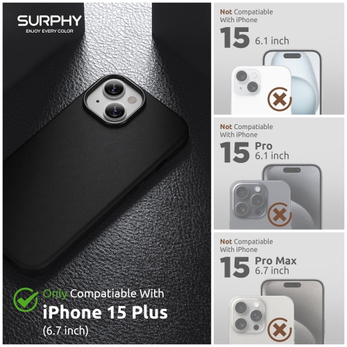 Magnetic Leather for iPhone 15 Plus Case 6.7 inch, Premium PU Leather Compatible with MagSafe (with Metallic Buttons & Microfiber Lining) Phone Case