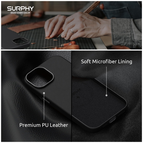 Magnetic Leather for iPhone 15 Plus Case 6.7 inch, Premium PU Leather Compatible with MagSafe (with Metallic Buttons & Microfiber Lining) Phone Case