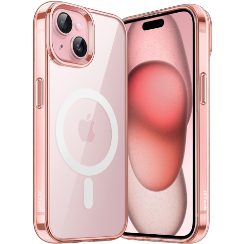 Image 1 de 6.. Étui magnétique pour iPhone 15 plus 6,7 po compatible avec chargement sans fil MagSafe, étui antichoc antichoc, arrière transparent antirayure