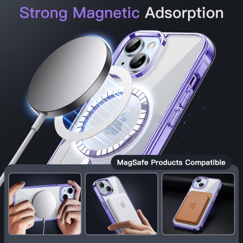 Magnetic Case for iPhone 15 Plus 6.7-Inch Compatible with MagSafe Wireless Charging, Shockproof Phone Bumper Cover, Anti-Scratch Clear Back