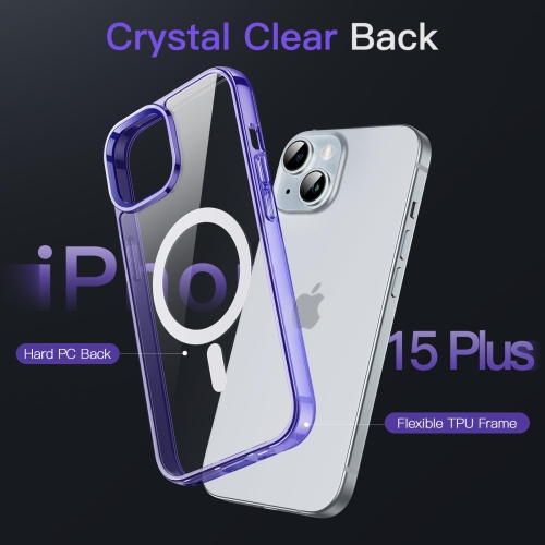 Magnetic Case for iPhone 15 Plus 6.7-Inch Compatible with MagSafe Wireless Charging, Shockproof Phone Bumper Cover, Anti-Scratch Clear Back