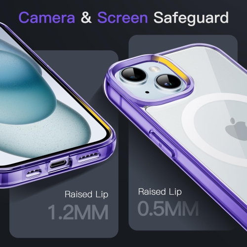 Magnetic Case for iPhone 15 Plus 6.7-Inch Compatible with MagSafe Wireless Charging, Shockproof Phone Bumper Cover, Anti-Scratch Clear Back