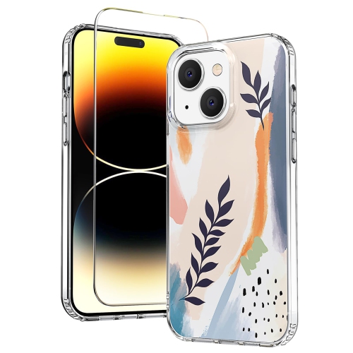 Image 1 de 6.. Étui iPhone 15 avec protecteur d'écran, motif floral bohémien ajusté pour femmes TPUR 6,1&nbsp;po 15 iPhone + PC ShockPlusMC sans décoloration