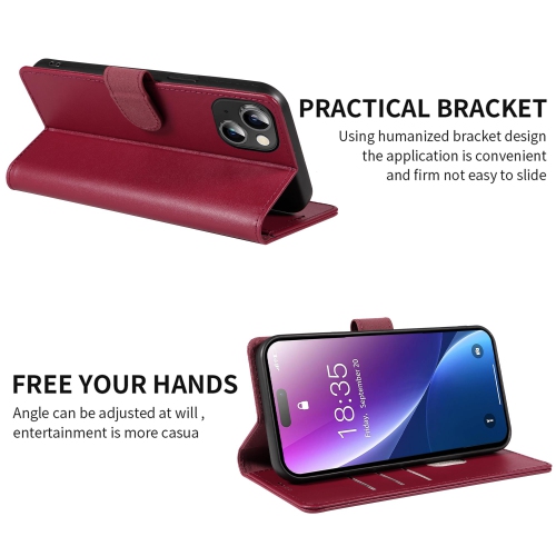 Étui portefeuille iPhone 15 plus en cuir véritable anti-vol RFID béquille fermoir magnétique solide fentes carte crédit protection iPhone 15 plus