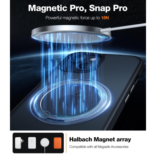 360° Rotatable Ring for iPhone 15 Case with Stand, Compatible with MagSafe, Military Grade Drop Protection, Magnetic Case for iPhone 15 6.1", Black