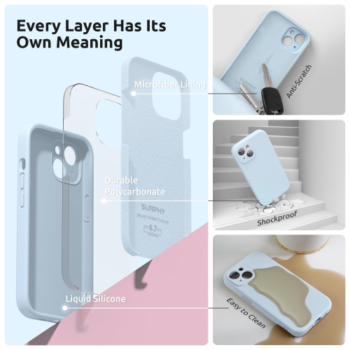 Designed for iPhone 15 Plus Case 6.7 inch, with Camera Protection Liquid Silicone Soft Gel Rubber Phone Case Cover with Lanyard and Microfiber Lining
