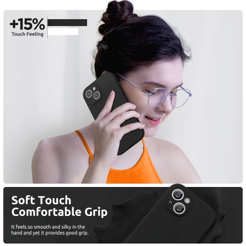 Designed for iPhone 15 Plus Case 6.7 inch, with Camera Protection Liquid Silicone Soft Gel Rubber Phone Case Cover with Lanyard and Microfiber Lining