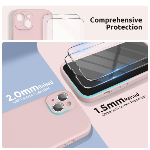 Designed for iPhone 15 Plus Case 6.7 inch, with Camera Protection Liquid Silicone Soft Gel Rubber Phone Case Cover with Lanyard and Microfiber Lining
