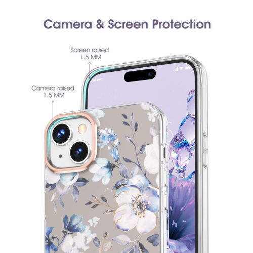 Compatible with iPhone 15 Plus Flower Case, Soft & Flexible TPU Shockproof Cover Flower Garden Patterns Full Body Protective Floral Phone Case for