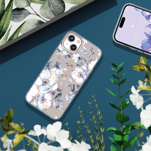 Compatible with iPhone 15 Plus Flower Case, Soft & Flexible TPU Shockproof Cover Flower Garden Patterns Full Body Protective Floral Phone Case for