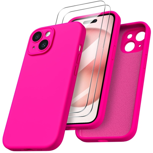 Designed for iPhone 15 Case with 2X Screen Protector, Liquid Silicone Gel Rubber Cover Upgraded Camera Protection , Shockproof Protective Phone Case