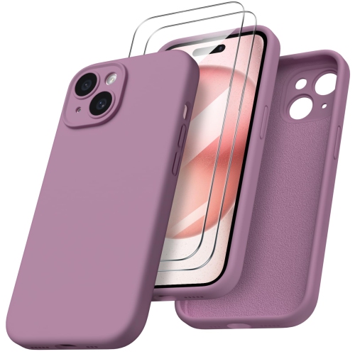 Designed for iPhone 15 Case with 2X Screen Protector, Liquid Silicone Gel Rubber Cover Upgraded Camera Protection , Shockproof Protective Phone Case