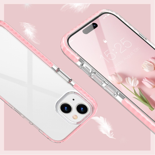 iPhone 15 Case, Clear Thin Slim Crystal Transparent Cover Shockproof Bumper Case for iPhone 15 6.1" 2023-Pink