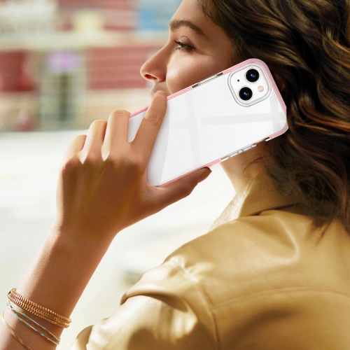 iPhone 15 Case, Clear Thin Slim Crystal Transparent Cover Shockproof Bumper Case for iPhone 15 6.1" 2023-Pink