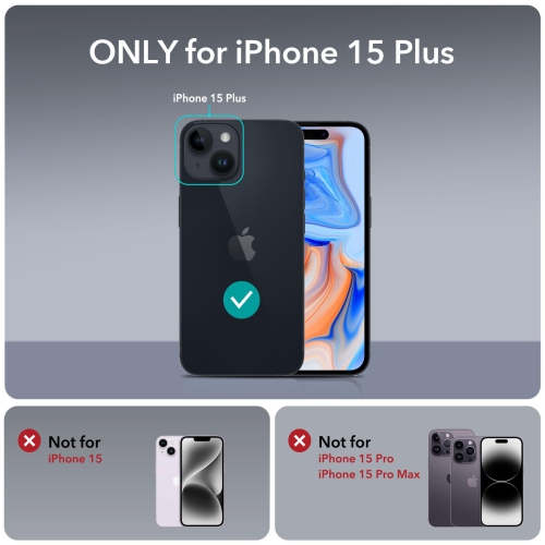 iPhone 15 Plus Case Set, 1 Tempered-Glass Screen Protector, 1 Set of Lens Protectors, Military-Grade Protection, Yellowing and Scratch Resistant