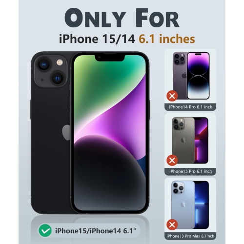 for iPhone 14 Phone Case: iPhone 15 Case Dual Layer Heavy Duty Cell Phone Protective Cover Shockproof Rugged with Non-Slip Textured - Military Drop