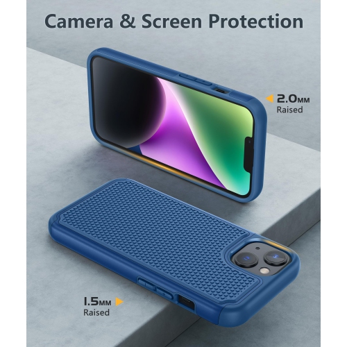 for iPhone 14 Phone Case: iPhone 15 Case Dual Layer Heavy Duty Cell Phone Protective Cover Shockproof Rugged with Non-Slip Textured - Military Drop