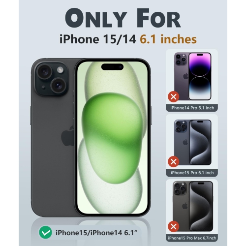 Pour étui de téléphone iPhone 14 : étui robuste antichoc double couche iPhone 15 avec texture antidérapante - protecteur de protection militaire