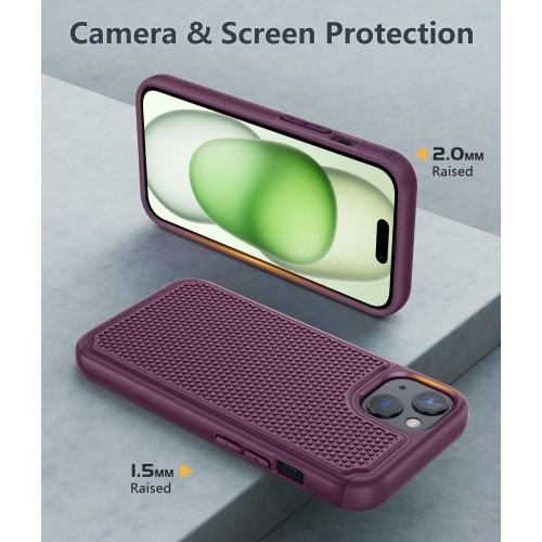 Pour étui de téléphone iPhone 14 : étui robuste antichoc double couche iPhone 15 avec texture antidérapante - protecteur de protection militaire